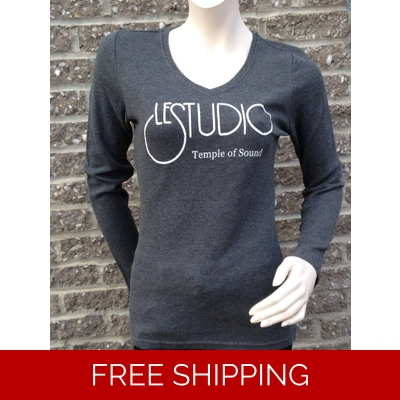 Girlie Grey Long sleeves V-Neck White Front Logo TOS